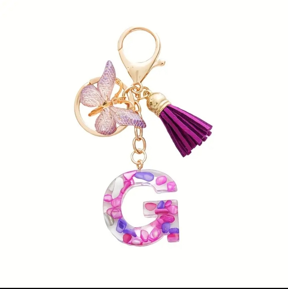 NEW! Resin Letter "G" Initial Keychain Purse Charm ~ 🎒, Bag, 🚗 Hanging